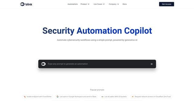 Blink | Automate cybersecurity workflows using a simple prompt