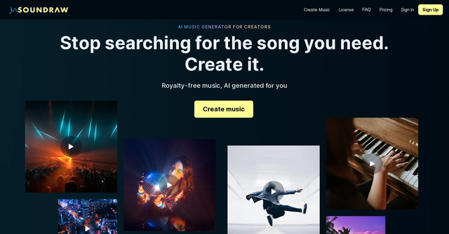 Soundraw | Generates free music content related to any genre in minutes.