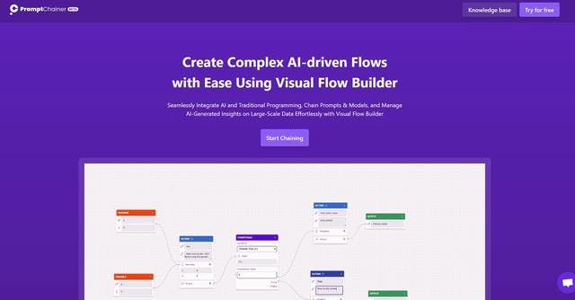 PromptChainer | Build AI-backed applications with Visual Flow Builder.