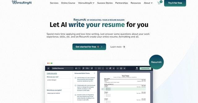 Wonsulting AI | AI-Powered Resume Builder for Professional & Tailored Resumes