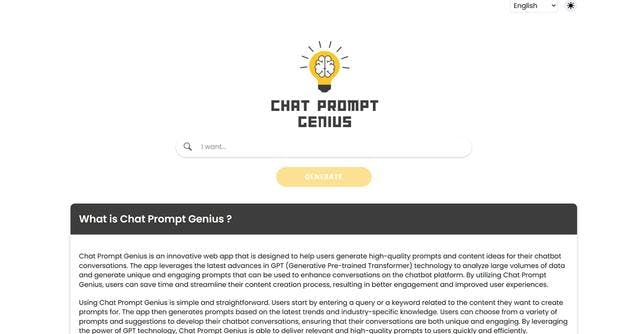 Chat Prompt Genius | Generate high-quality prompts for chatbot conversations with Chat Prompt Genius.