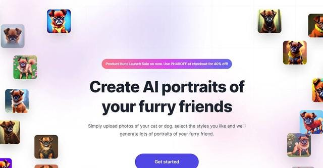 Furryfriends.ai | Generate delightful AI pet portraits of your furry companions.