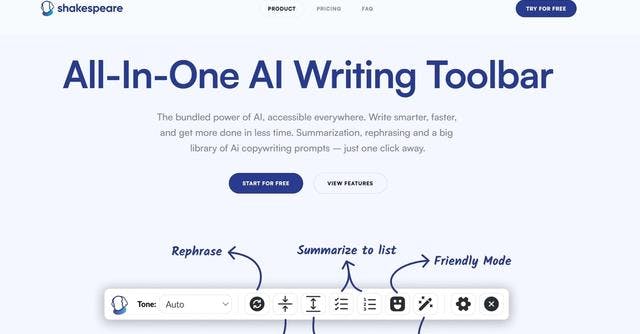 Shakespeare AI Toolbar | AI-powered toolbar for seamless writing assistance in your browser.