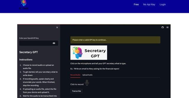 Secretary GPT | Transform voice recordings into organized documents with ease