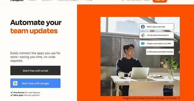 Zapier | Streamline workflows by connecting your work apps with no coding