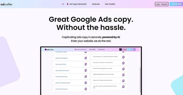 Adcrafter.ai | Automate Google Ads copy from your Landingpage