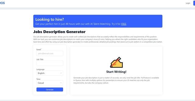 Queros | Generate Job Descriptions with Ease and Speed in Seconds
