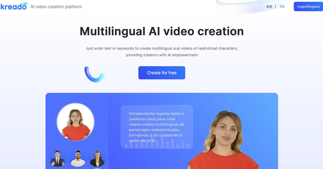 KreadoAI | Kreado AI is a video creation tool that uses AI to create multilingual oral videos of real or virtual characters. Key features and advantage