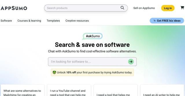 AskSumo | Chat with AskSumo to find cost-effective software alternatives.