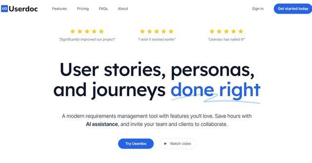 Userdoc | User stories