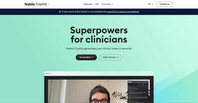 Nabla | Nabla is a powerful care platform that leverages machine learning to revolutionize patient relationships and streamline clinical documentation.