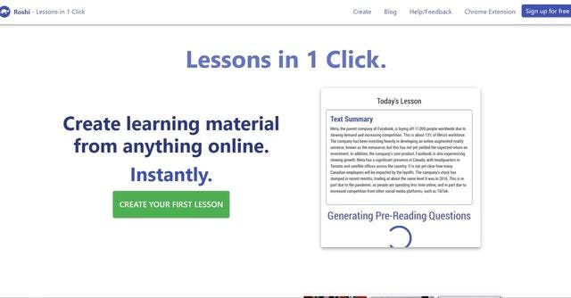 Roshi AI | Create lessons in 1 click