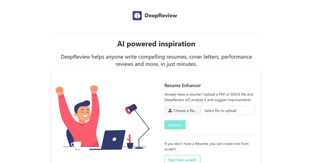 DeepReview | AI powered inspiration. DeepReview helps anyone write compelling resumes