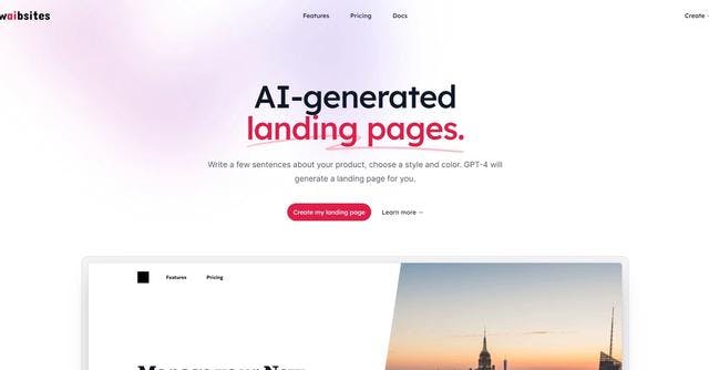 Waibsites | AI-generated landing pages using GPT 4