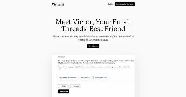 Victor | Generated and summarized email responses.